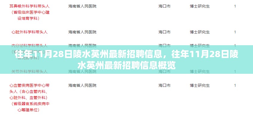 往年11月28日陵水英州最新招聘信息汇总