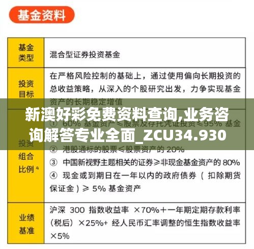 新澳好彩免费资料查询,业务咨询解答专业全面_ZCU34.930效率版