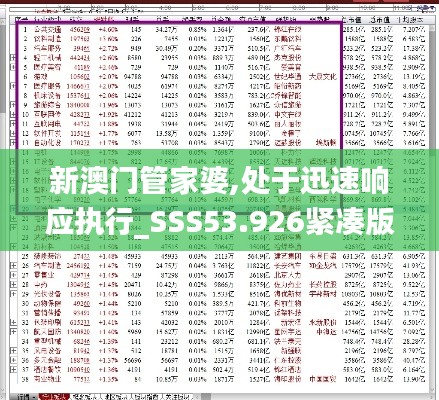 新澳门管家婆,处于迅速响应执行_SSS53.926紧凑版