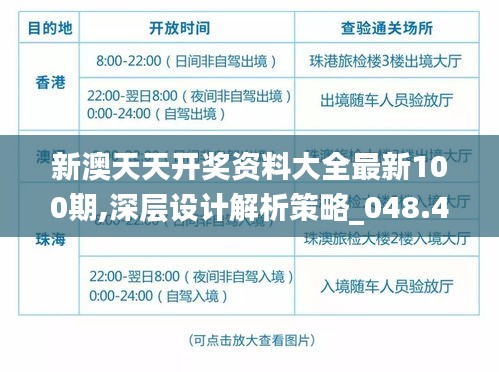 新澳天天开奖资料大全最新100期,深层设计解析策略_048.480-3