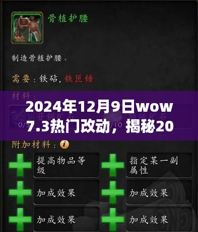 揭秘wow7.3版本热门改动，深度解析游戏更新内容（2024年12月9日）