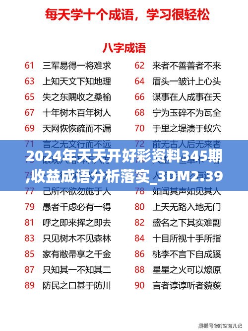 2024年天天开好彩资料345期,收益成语分析落实_3DM2.390