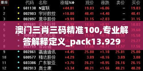 澳门三肖三码精准100,专业解答解释定义_pack13.929