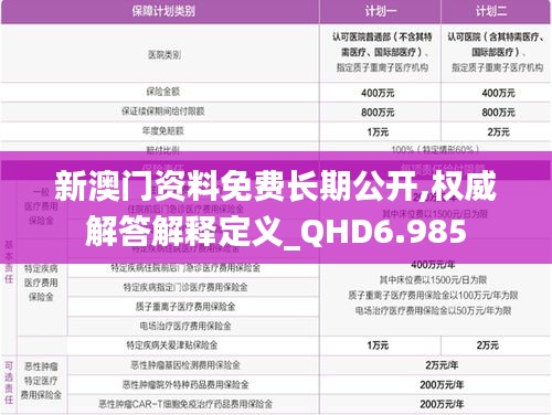 新澳门资料免费长期公开,权威解答解释定义_QHD6.985