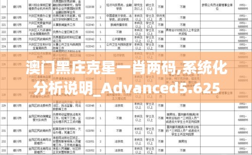 澳门黑庄克星一肖两码,系统化分析说明_Advanced5.625