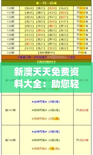 新澳天天免费资料大全：助您轻松开启学习之旅