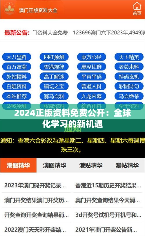 2024正版资料免费公开：全球化学习的新机遇