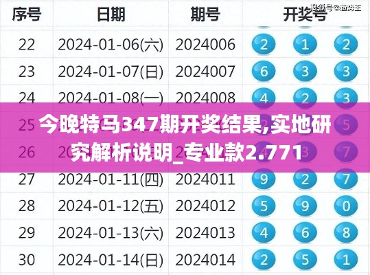 今晚特马347期开奖结果,实地研究解析说明_专业款2.771