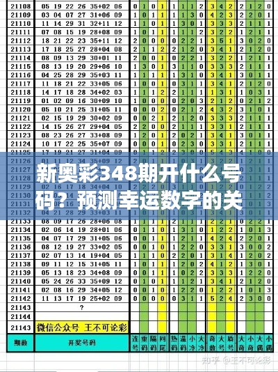 新奥彩348期开什么号码？预测幸运数字的关键