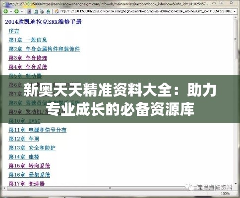 新奥天天精准资料大全：助力专业成长的必备资源库