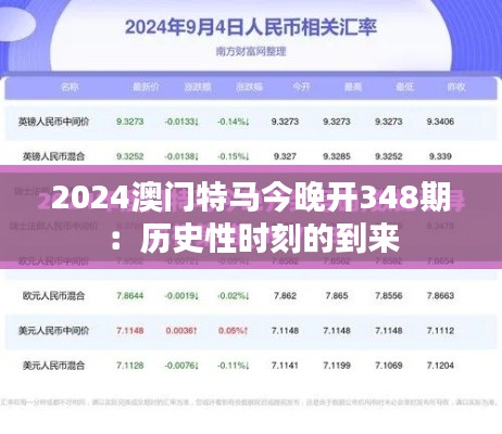 2024澳门特马今晚开348期：历史性时刻的到来