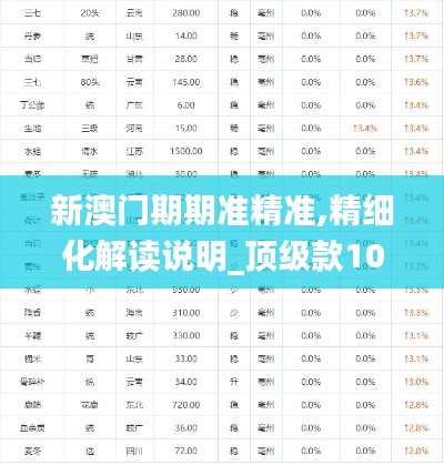 新澳门期期准精准,精细化解读说明_顶级款10.500