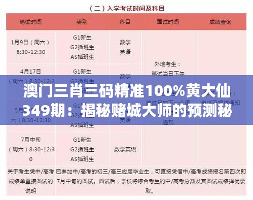 澳门三肖三码精准100%黄大仙349期：揭秘赌城大师的预测秘籍