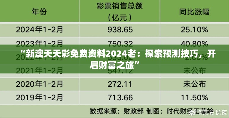 “新澳天天彩免费资料2024老：探索预测技巧，开启财富之旅”