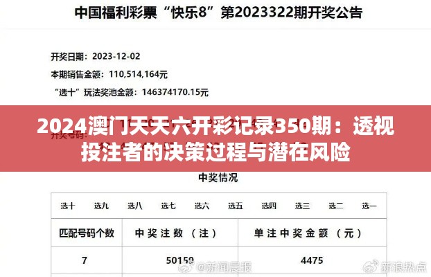 2024澳门天天六开彩记录350期：透视投注者的决策过程与潜在风险