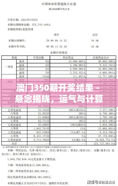 澳门350期开奖结果 - 悬念揭晓，运气与计算的完美演绎