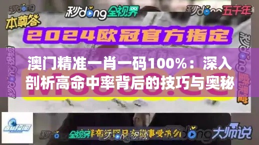 澳门精准一肖一码100%：深入剖析高命中率背后的技巧与奥秘