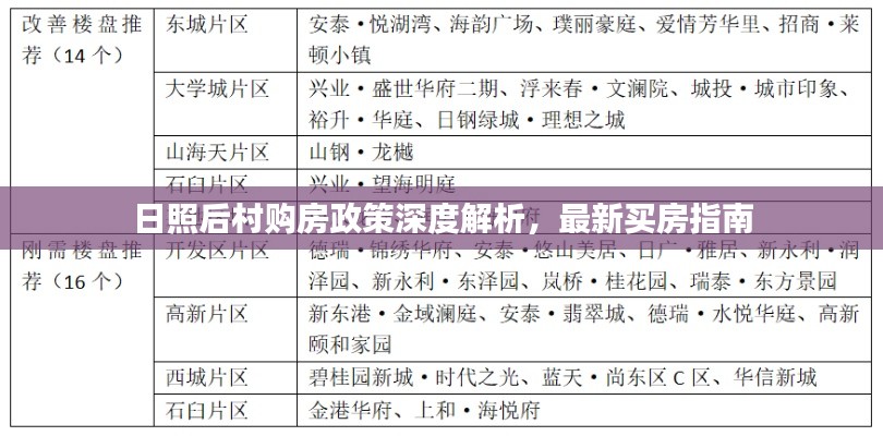 日照后村购房政策深度解析，最新买房指南