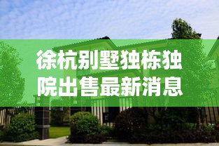 徐杭别墅独栋独院出售最新消息：徐杭区在哪里 