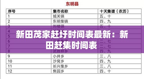 新田茂家赶圩时间表最新：新田赶集时间表 