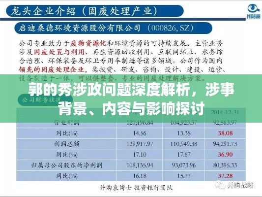 郭的秀涉政问题深度解析，涉事背景、内容与影响探讨