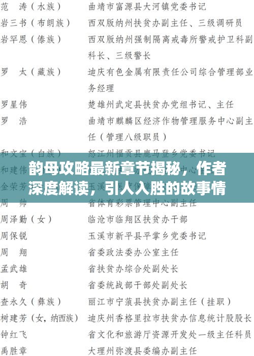 韵母攻略最新章节揭秘，作者深度解读，引人入胜的故事情节！