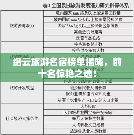 缙云旅游名宿榜单揭晓，前十名惊艳之选！