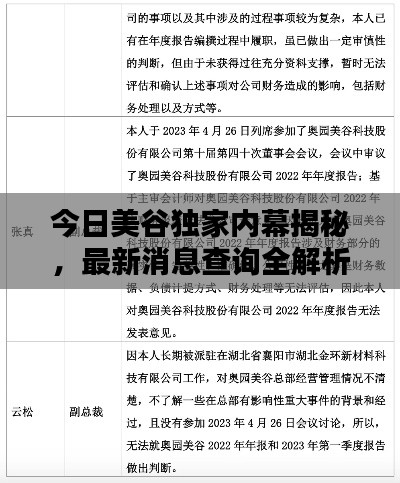 今日美谷独家内幕揭秘，最新消息查询全解析！