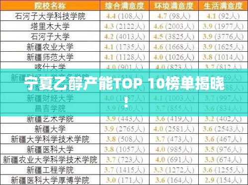 宁夏乙醇产能TOP 10榜单揭晓！