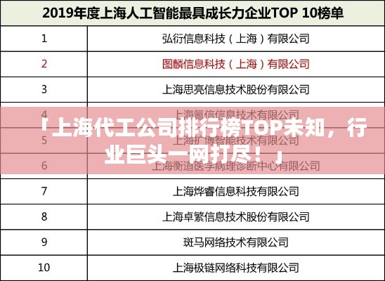 「上海代工公司排行榜TOP未知，行业巨头一网打尽！」