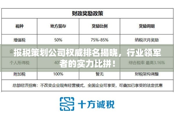 报税策划公司权威排名揭晓，行业领军者的实力比拼！