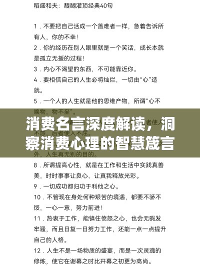 消费名言深度解读，洞察消费心理的智慧箴言