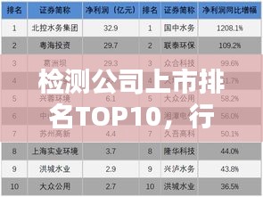 检测公司上市排名TOP10，行业巨头领航市场潮流