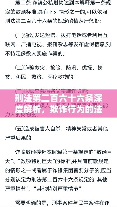 刑法第二百六十六条深度解析，欺诈行为的法律后果探讨