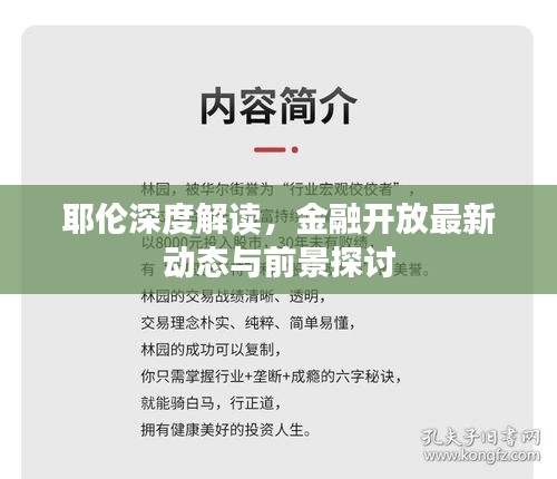 耶伦深度解读，金融开放最新动态与前景探讨