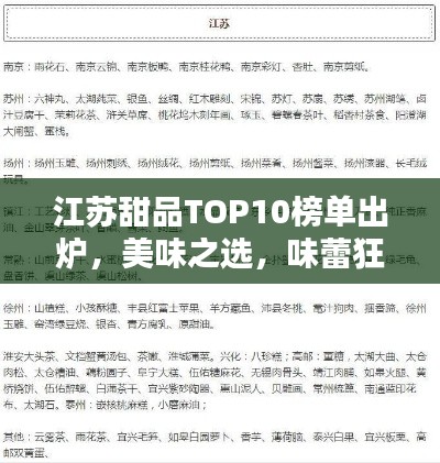 江苏甜品TOP10榜单出炉，美味之选，味蕾狂欢