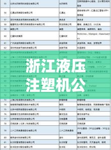 浙江液压注塑机公司排行榜揭晓，行业领军企业榜单