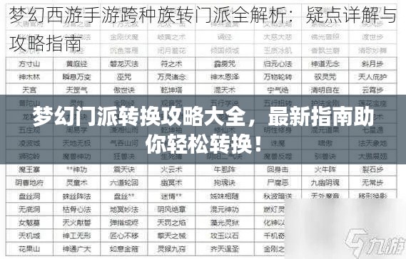 梦幻门派转换攻略大全，最新指南助你轻松转换！