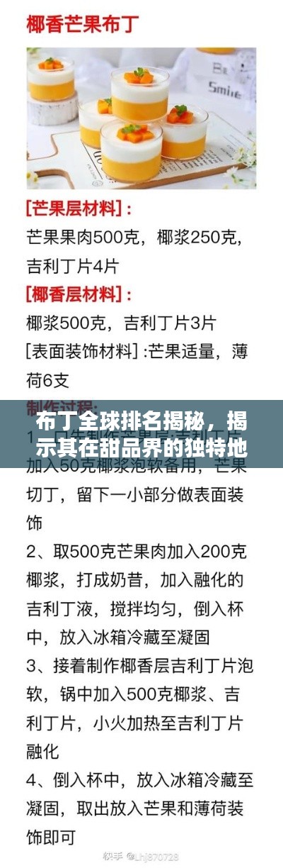 布丁全球排名揭秘，揭示其在甜品界的独特地位