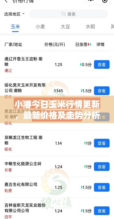 小潘今日玉米行情更新，最新价格及走势分析