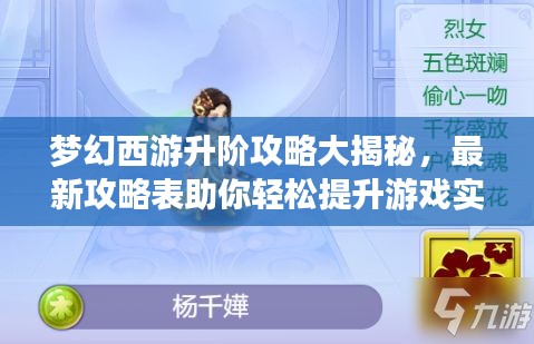 梦幻西游升阶攻略大揭秘，最新攻略表助你轻松提升游戏实力！